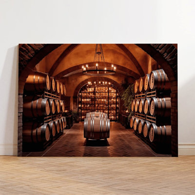 Canvas Wall Art Rustic Wine Cellar Barrel Room Decor Art Print Vintage Poster Print Home Decor