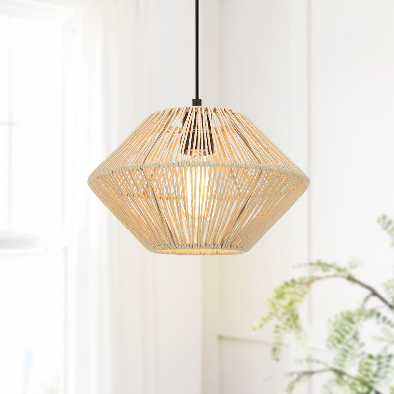 Toole 1 - Light Bohemian,Classic,Craftsman,Modern Farmhouse Pendant, Beige