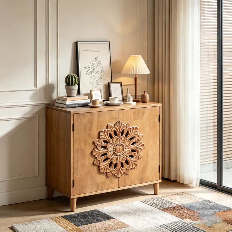 Armoire 2 portes en bois sculpté