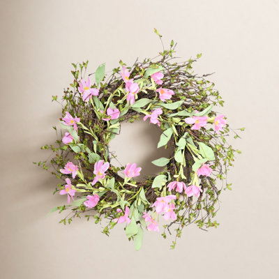 26" Artificial Farmhouse Twig Greenery Foliage Leaves Spring Summer Wildflower Wreath For Front Door Wedding Party Home Decor