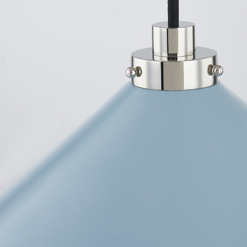1 - Light Pendant, 8.5" H x 20" W x 20" D, Bird Blue, Polished Nickel