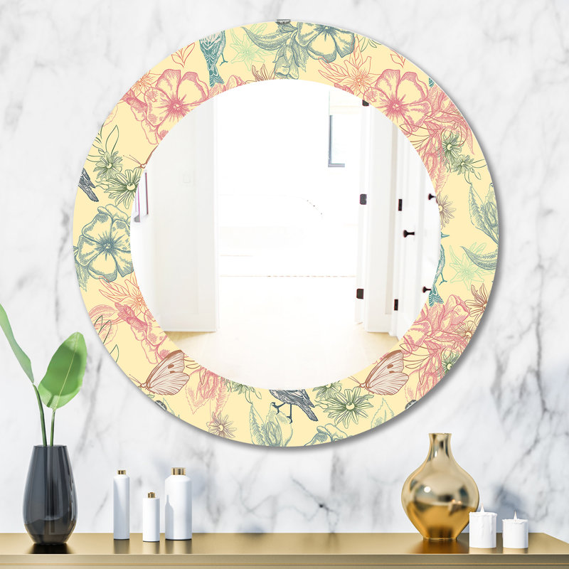 Miroir mural Spring with Butterflies on Flowers, H 31,5 po x l po