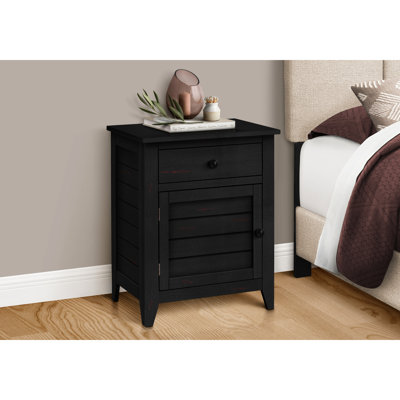 Table d'appoint en placage noir avec métal - Rangement pour petits objets dans la chambre à coucher et le salon
