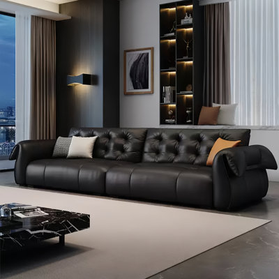 Simple and Retro Straight Black Sofa