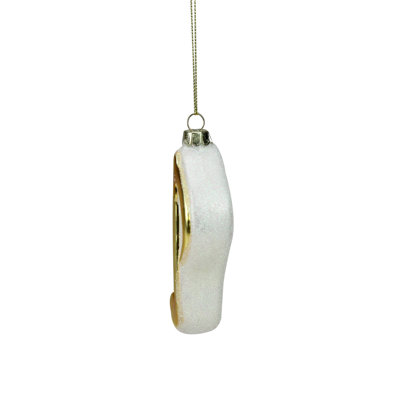 Royal Symphony 3.75" Metallic Gold Glittered Sixteenth Music Note Glass Christmas Ornament