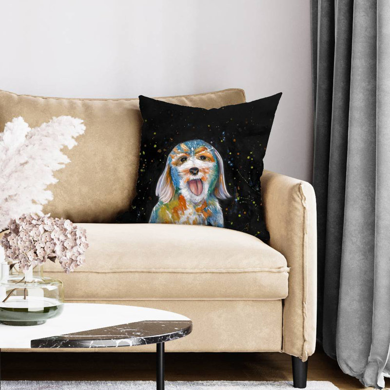 Abstract labradoodle - 20"x20" Throw pillow - Poly twill - Print on demand