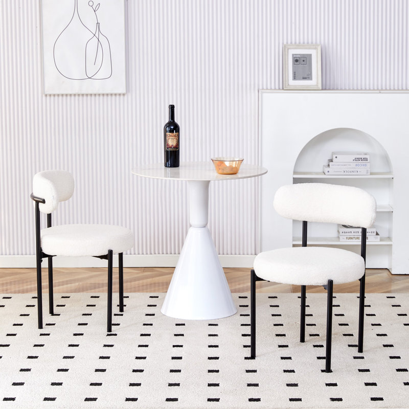 3-piece Set, 27” Long Dining Table, Suede Soft Dining Chairs