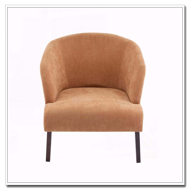 Chaise d'appoint avec dossier rond et pieds en bois, Orange citrouille