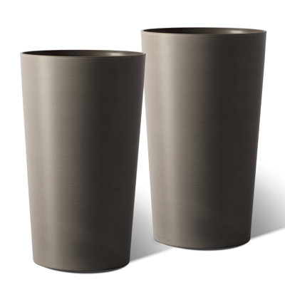 2 Pack Brown Planter Boxes, 21.7 Inches Tall, Polypropylene Material, And For Garden Indoor Decoration 21.7-Inch Tall Planters In Brown, Outdoor Plant Growth, Aging Shatterproof