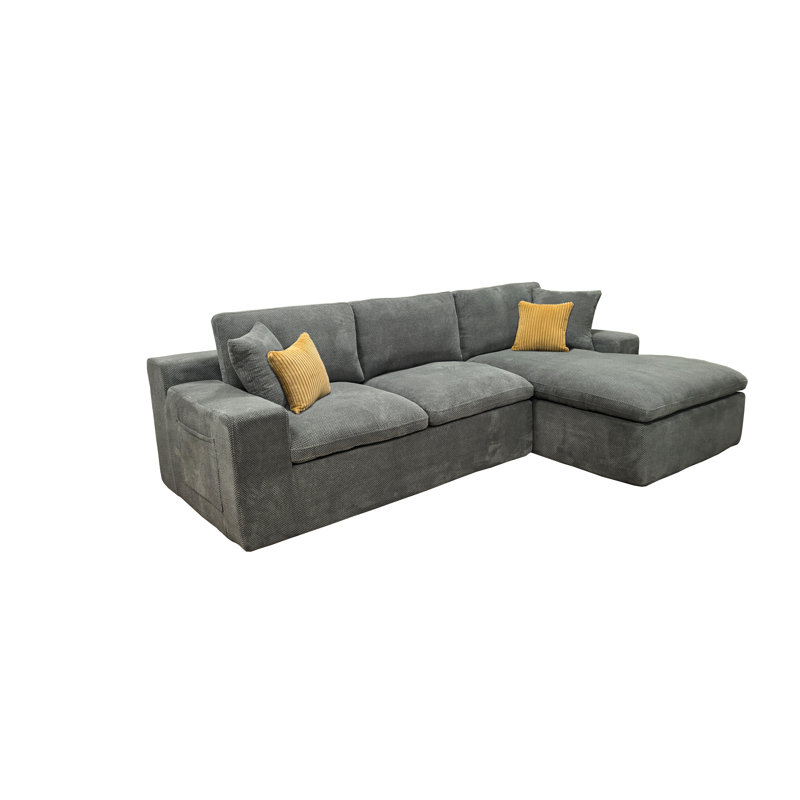 Johnryad Full Compressed Sectional, Right Hand Facing, Light Gray