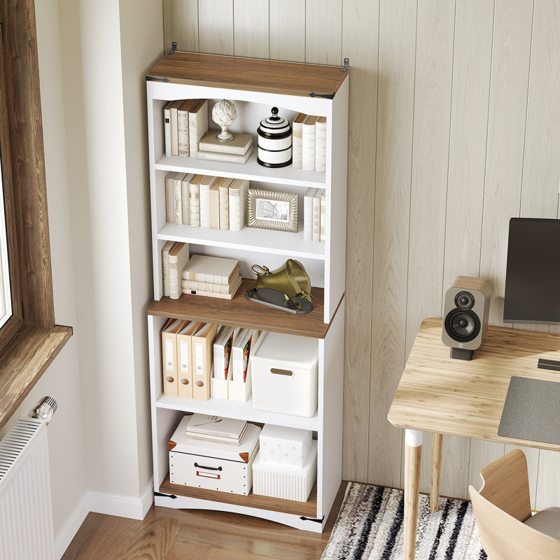 Farmhouse 63"H Tall Bookcase with Storage, 5-Tier Bookshelf with Storage Shelf