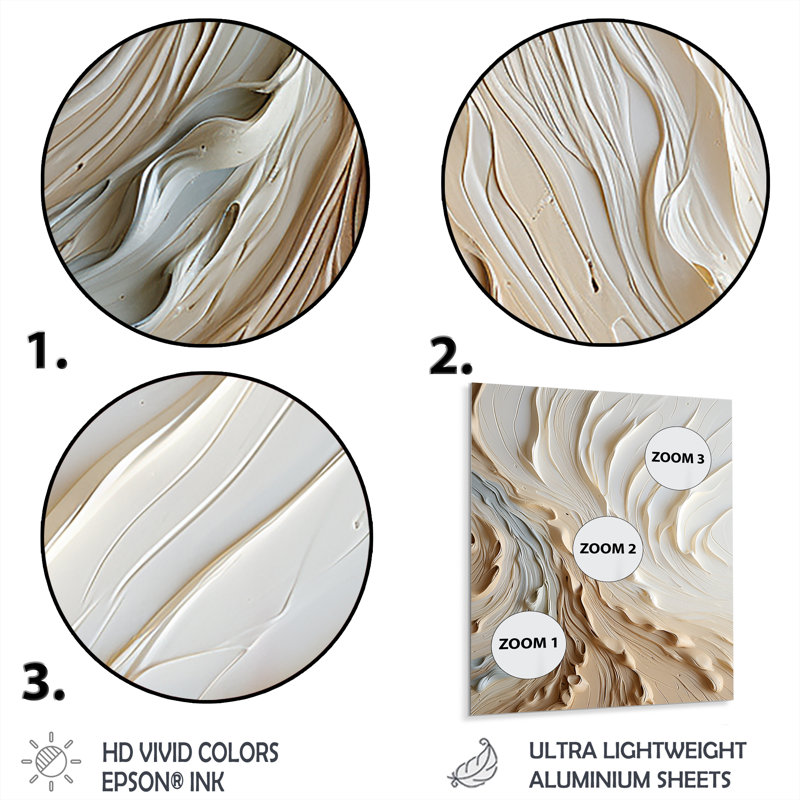 Blanc et or Champagne Flow III - Champagne, art mural en métal, H 44 po x l 34 po x P 1,5 po