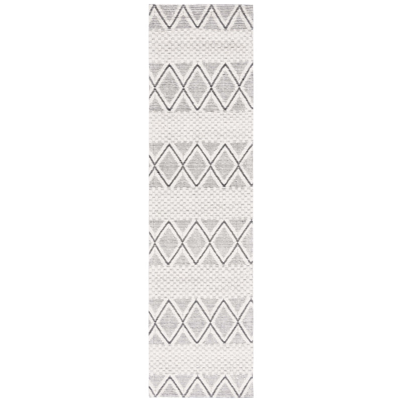 Tapis géométrique en laine et en coton tissé à la main avec latex Marbella, Tapis de couloir 2 pi 3 po x 9 pi