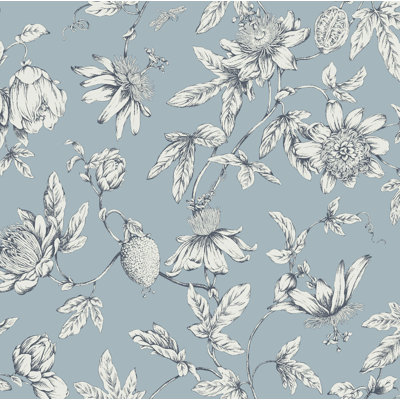Passion Flower Toile Floral Wallpaper