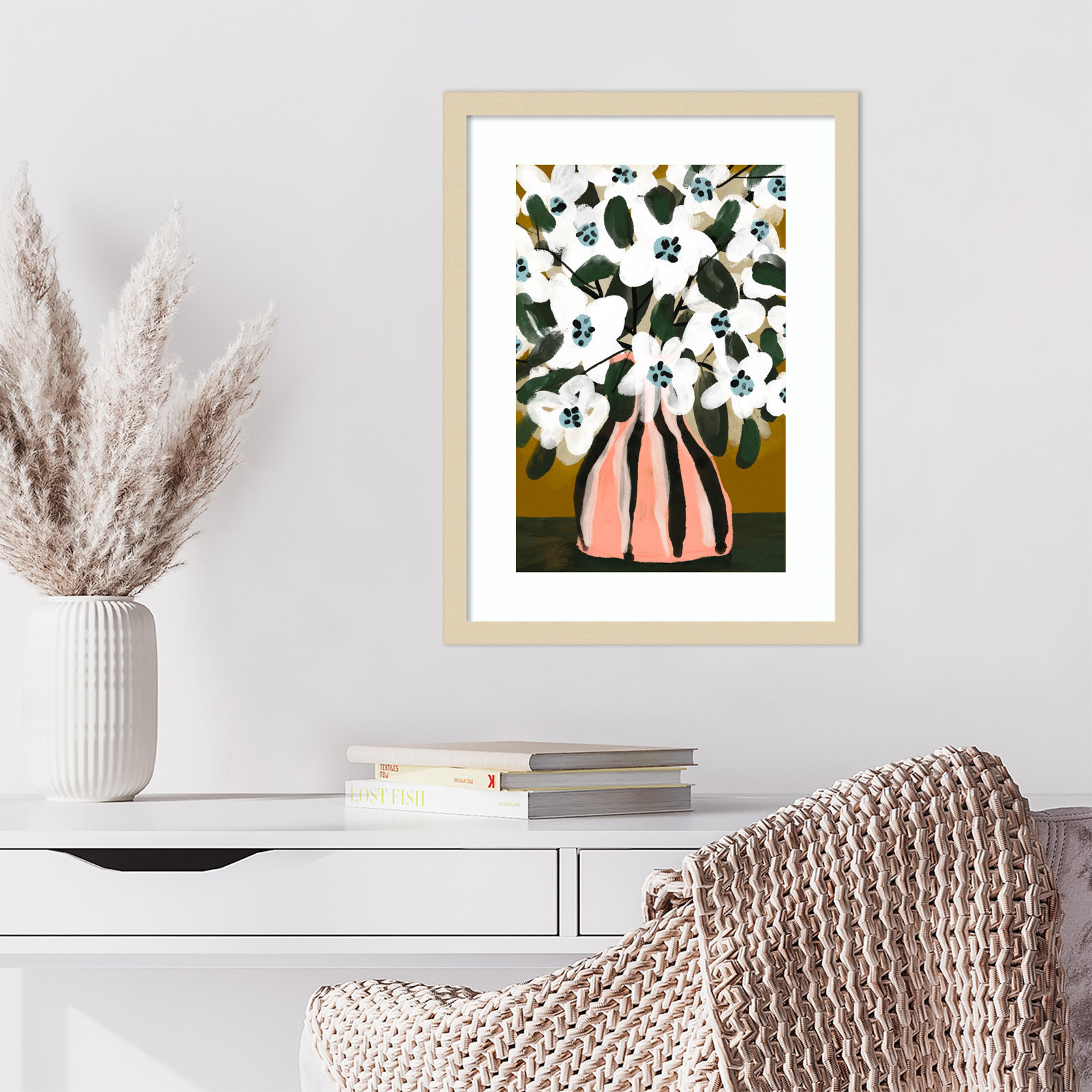 Galya "Pastel Flower Impression No. 9" Print, Brown, 21" H x 16" W