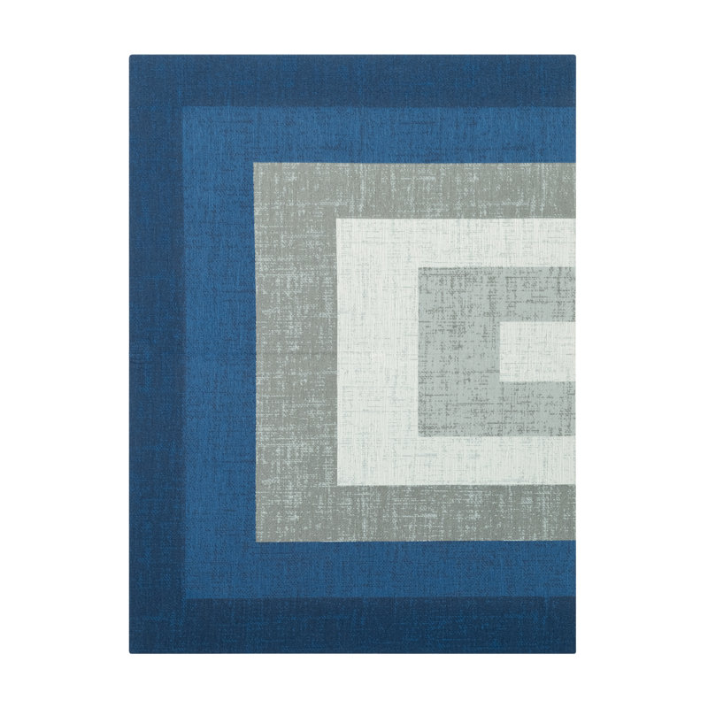 Ponca Blue and Gray Rectangular Office Chair Mat