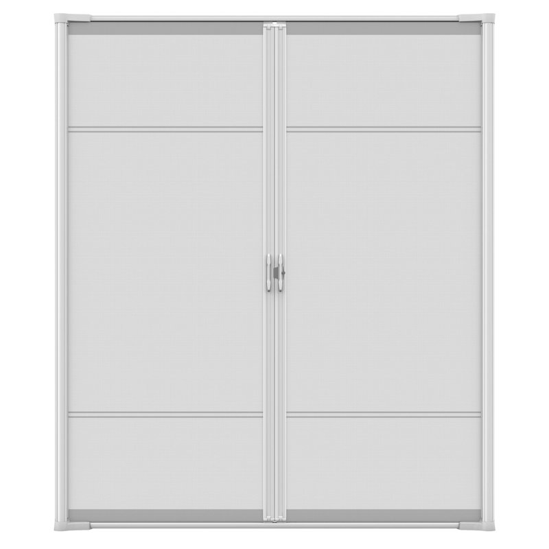 White Aluminum Full-View Retractable Double Screen Door 72" x 80"