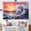 Japon, Kanagawa, vague lever de soleil I - océan, art mural sur toile-107766436-107766420