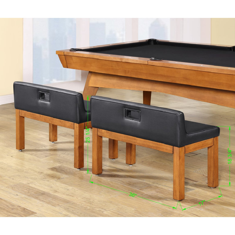 Playcraft Copenhagen 8' Slate Pool Table with Dining Top and Benches, Black