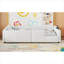 Lit plateforme tapissier simple avec garde-corps et station de charge intégrée pour chambre à coucher, blanc pur