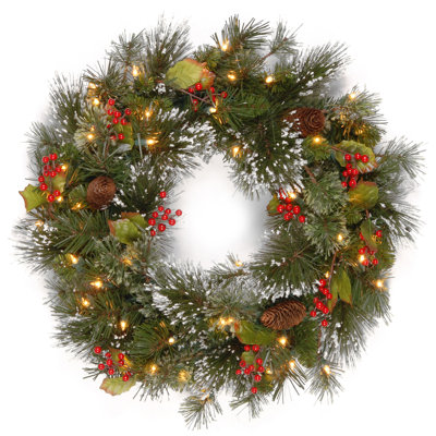 The Holiday Aisle® 24 in. Wintry Pine Wreath with LED Lights