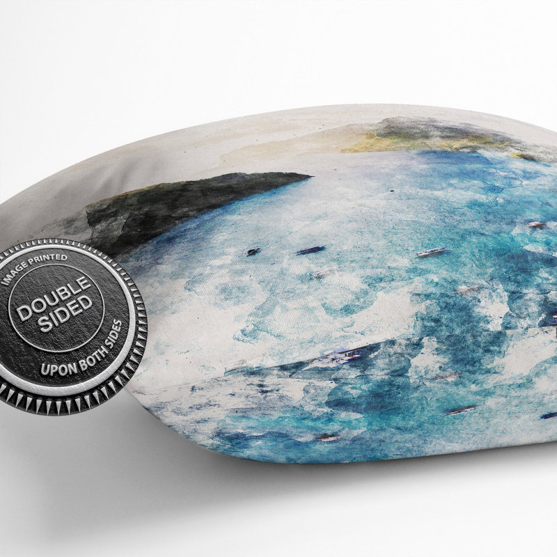 Square Cushion, 55cm H x 55cm W x 20cm D, Grey/Blue/Teal