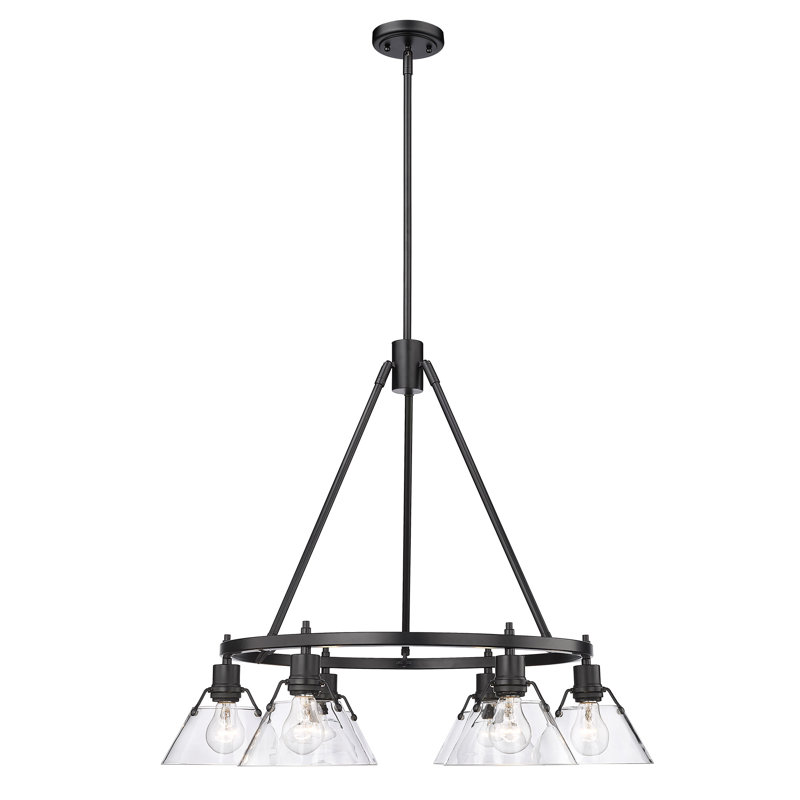 Felda 6 - Light Steel Dimmable Cone Chandelier, Clear Glass, Matte Black