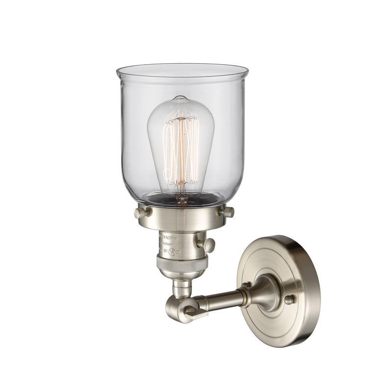 Applique murale 1 lumière 5 po Bell, Ampoule à DEL rétro de 3,5 W, Clair, Nickel satiné brossé