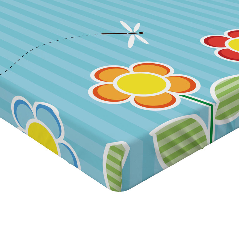Drap-housse orange Ambesonne, Drap-housse de taille très grand, Bleu ciel / rayures blanches