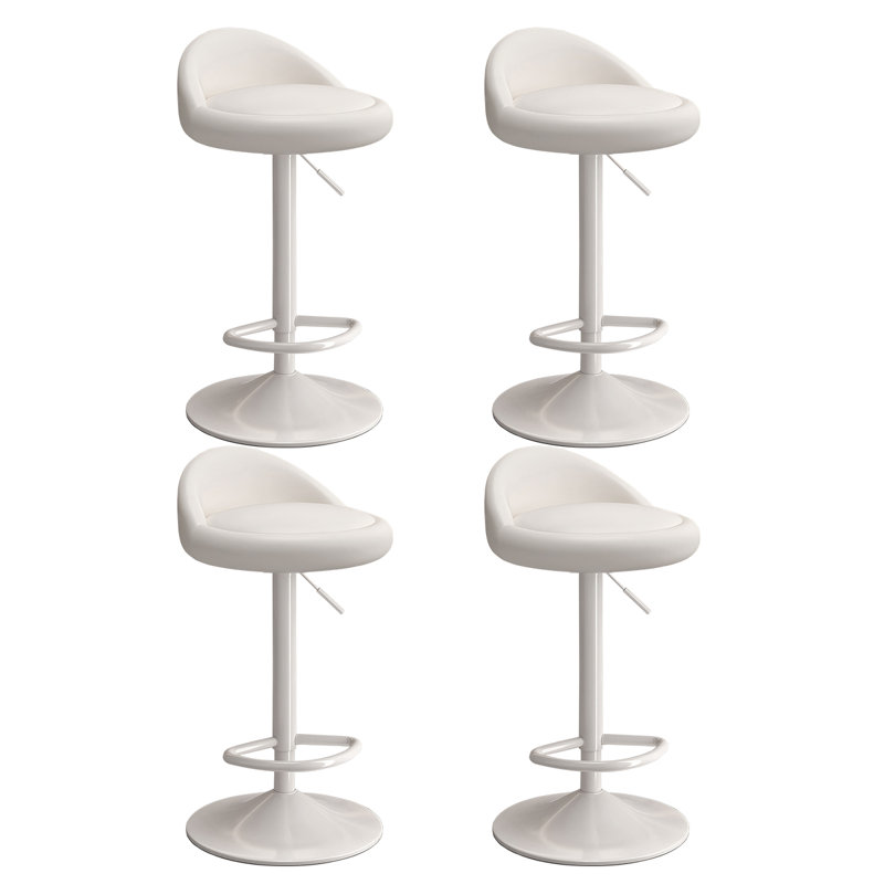 Swivel Upholstered Faux Leather Bar Stool with Steel Frame, White
