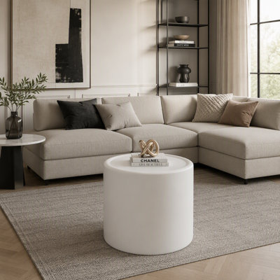 Table basse ronde avec plateau en verre trempé