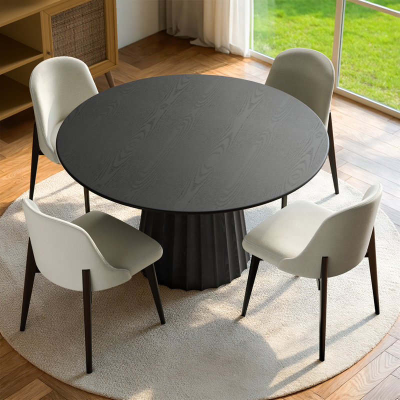 Table de salle à manger en bois massif, H 30 po x L 46 po x l 46 po, Noir