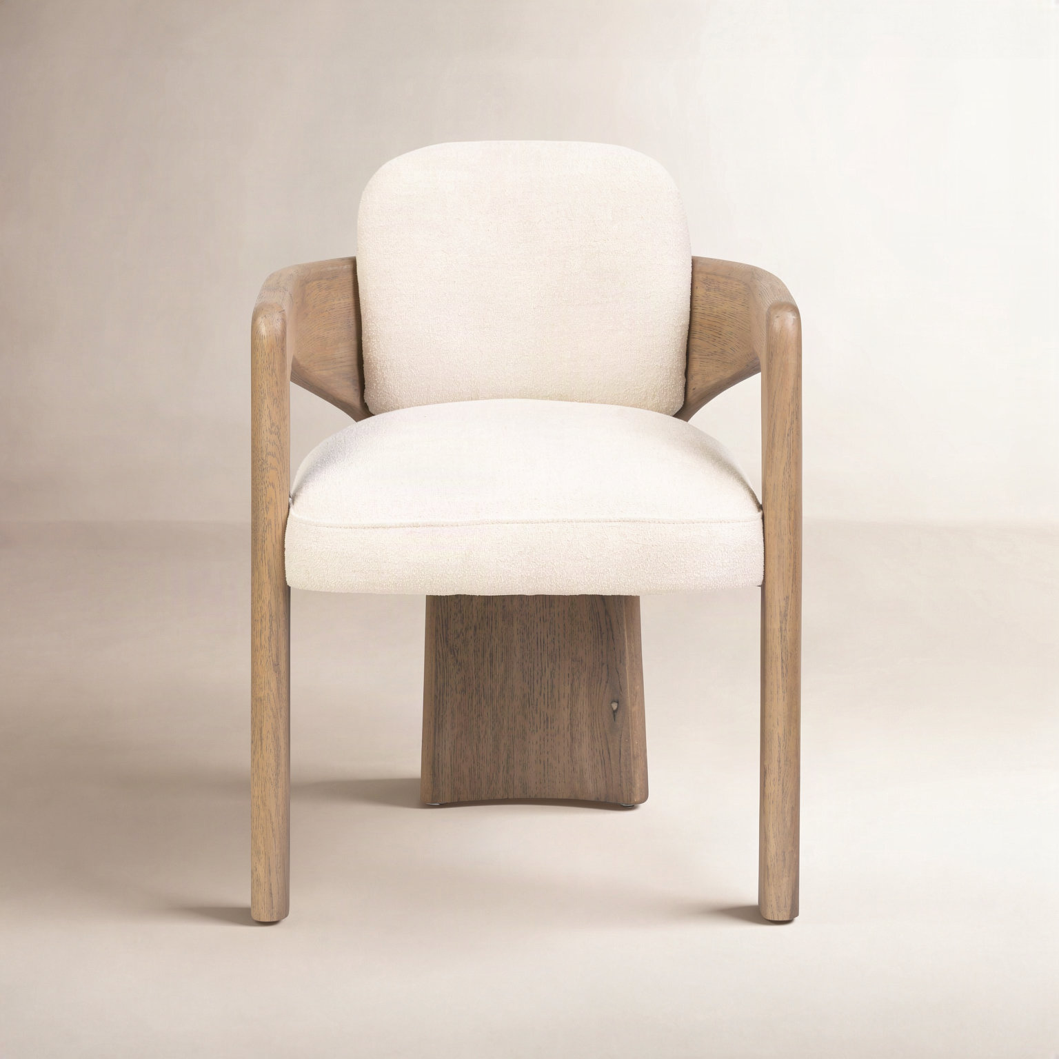Aideen Genuine Leather Oak Dining Armchair, Crypton Wayfarer Snow