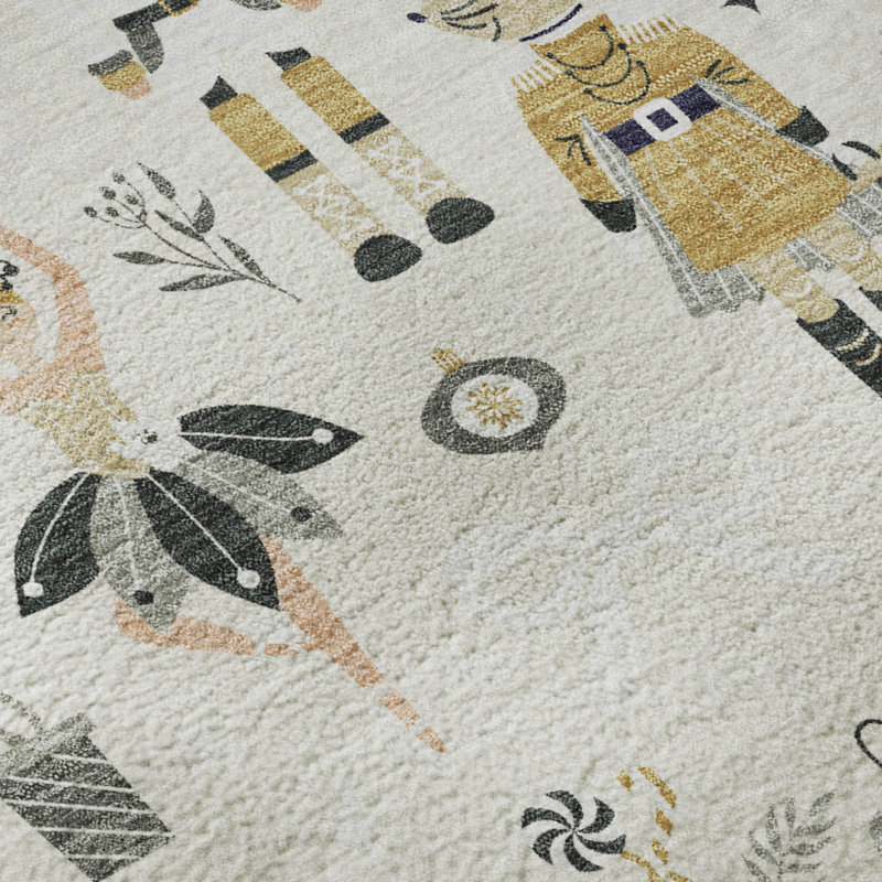 Premium Machine Washable Lingeswaran AMF1827 Fun Christmas Rug, Rectangle 3' x 5'
