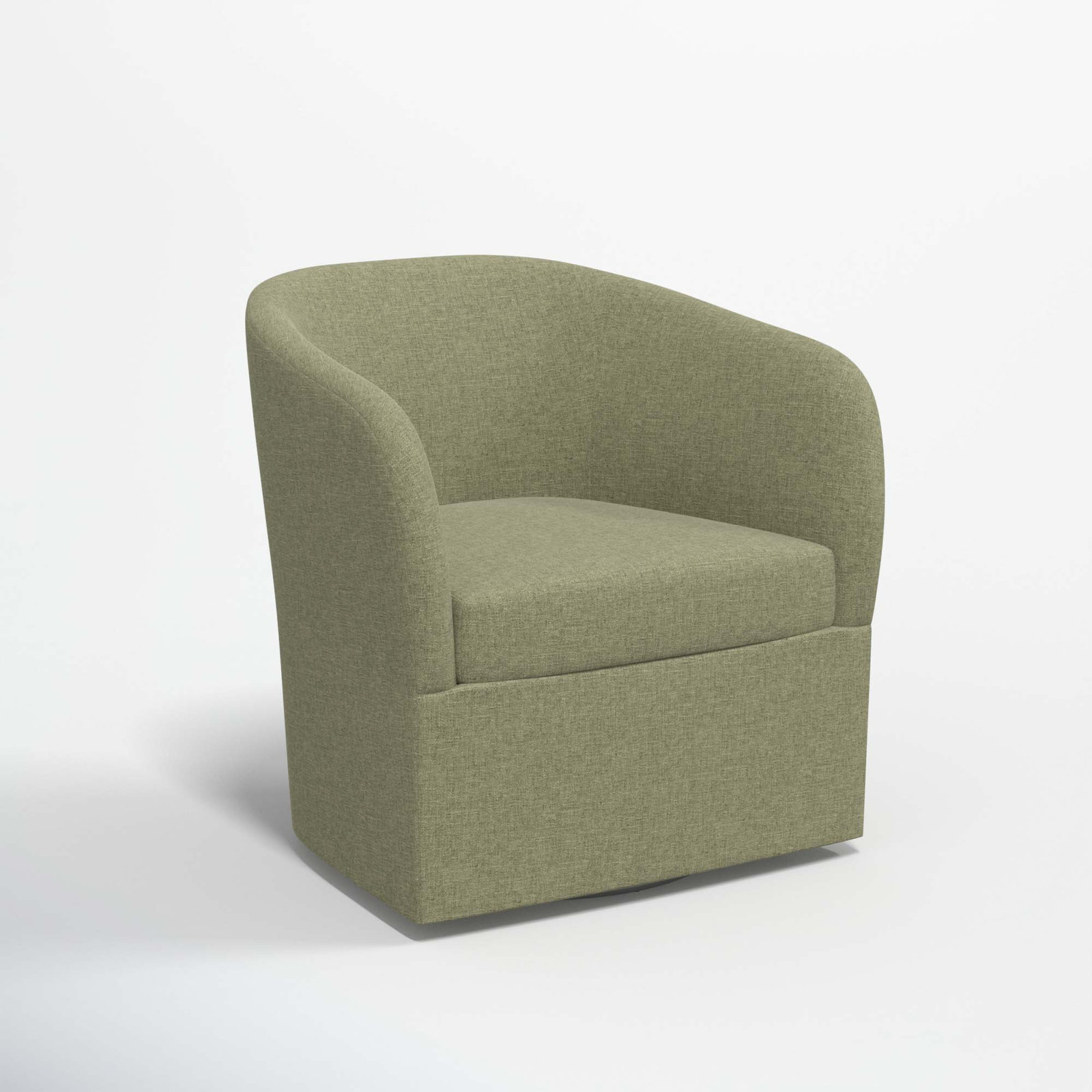 Lesia Upholstered Swivel Barrel Chair, Zuma Laurel Textured Linen