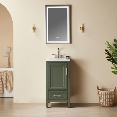 Meuble-lavabo simple autoportant de 18 po avec plateau entièrement assemblé
