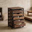 Commode mobile avec rangement, commode à tiroirs de style industriel, support pour imprimante, unité de rangement de bureau