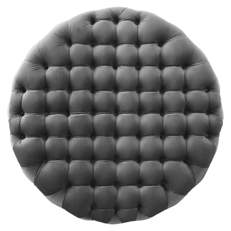 Grand repose-pieds rond en velours Performance, Velours gris