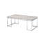 Table basse rectangulaire avec plateau en bois massif et table de style traîneau moderne, surface en métal