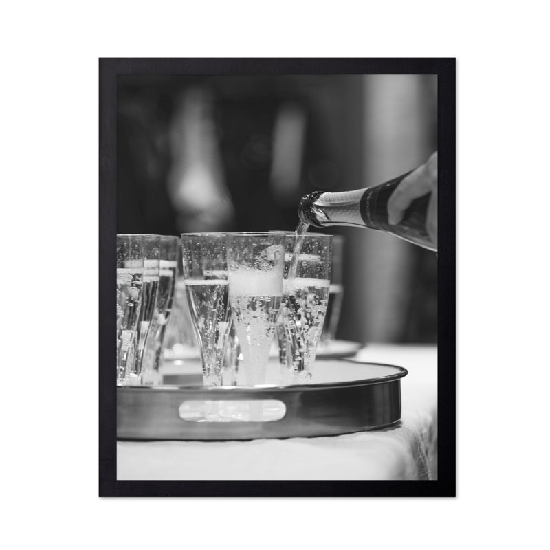 Verser du champagne No3, 08"H x 10"W, Poster, Black Framed
