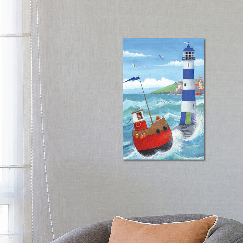 Blue Lighthouse by Peter Adderley - Wrapped Canvas Gallery-Wrapped Canvas Giclée, 66.04 cm H x 45.72 cm W x 3.175 cm D