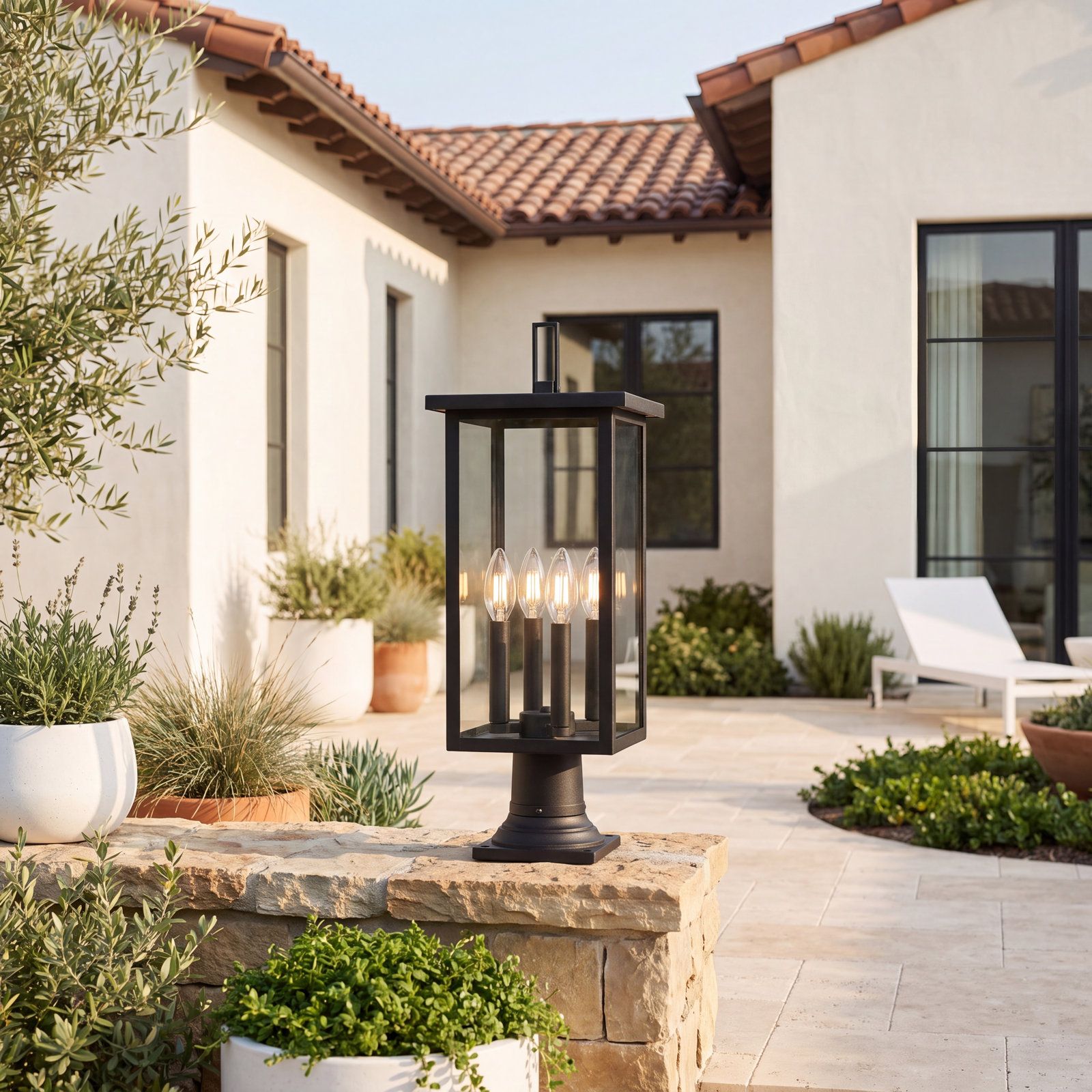 9" Iron Outdoor Post Light