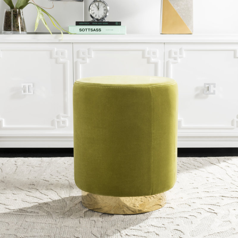 Skye Velvet Ottoman, Lime Green