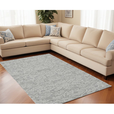 Tapis gris en laine 78 x 114