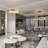 Modern 20" Led Kitchen Island Alabaster Round Gold Chandelier Ceiling Light Copper Light Fixture-1042248505-1042248504
