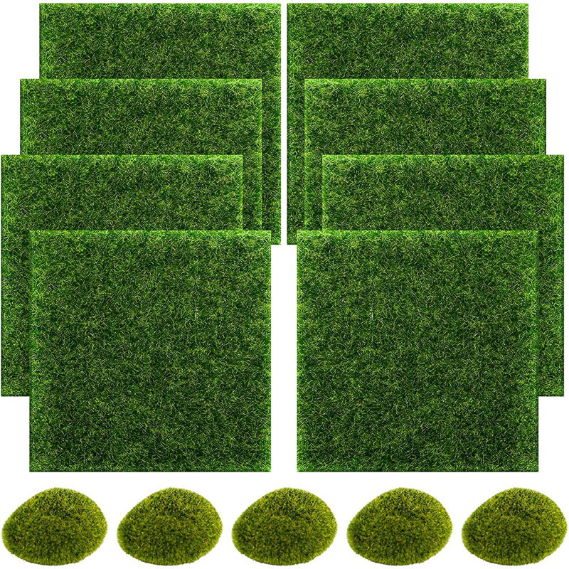 Fairy Artificial Grass, 8Pack Life-Like Garden Lawn...