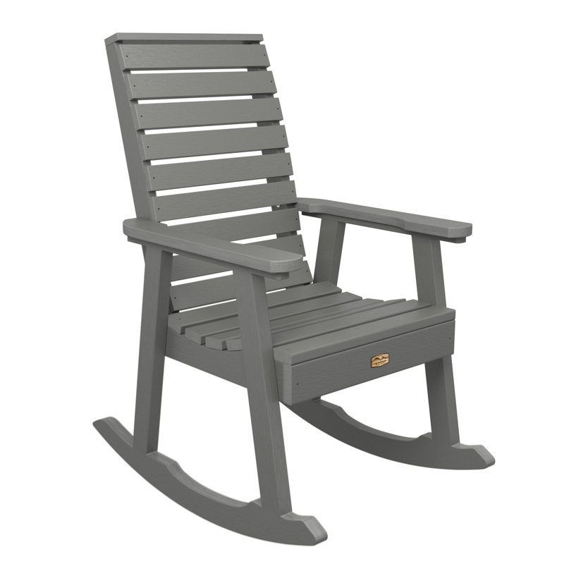 Chaise berçante en plastique Elisiah, Teck côtier