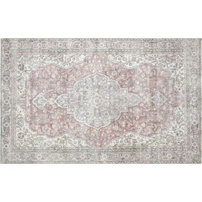 Size 6' x 9' One-of-a-Kind Hand-Knotted 1960s 6'9" x 11' Wool Area Rug in Dark Red/Beige/Gray