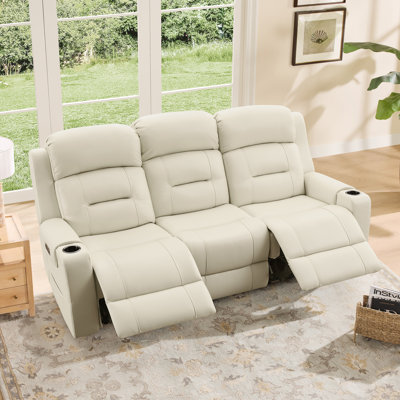 Olathe Genuine Leather Dual Motor Power Reclining Lay Flat Sofa With Power Headrest