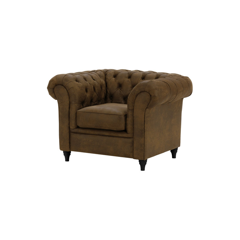 Littlehampton Upholstered Chesterfield Chair, Chocolate Brown